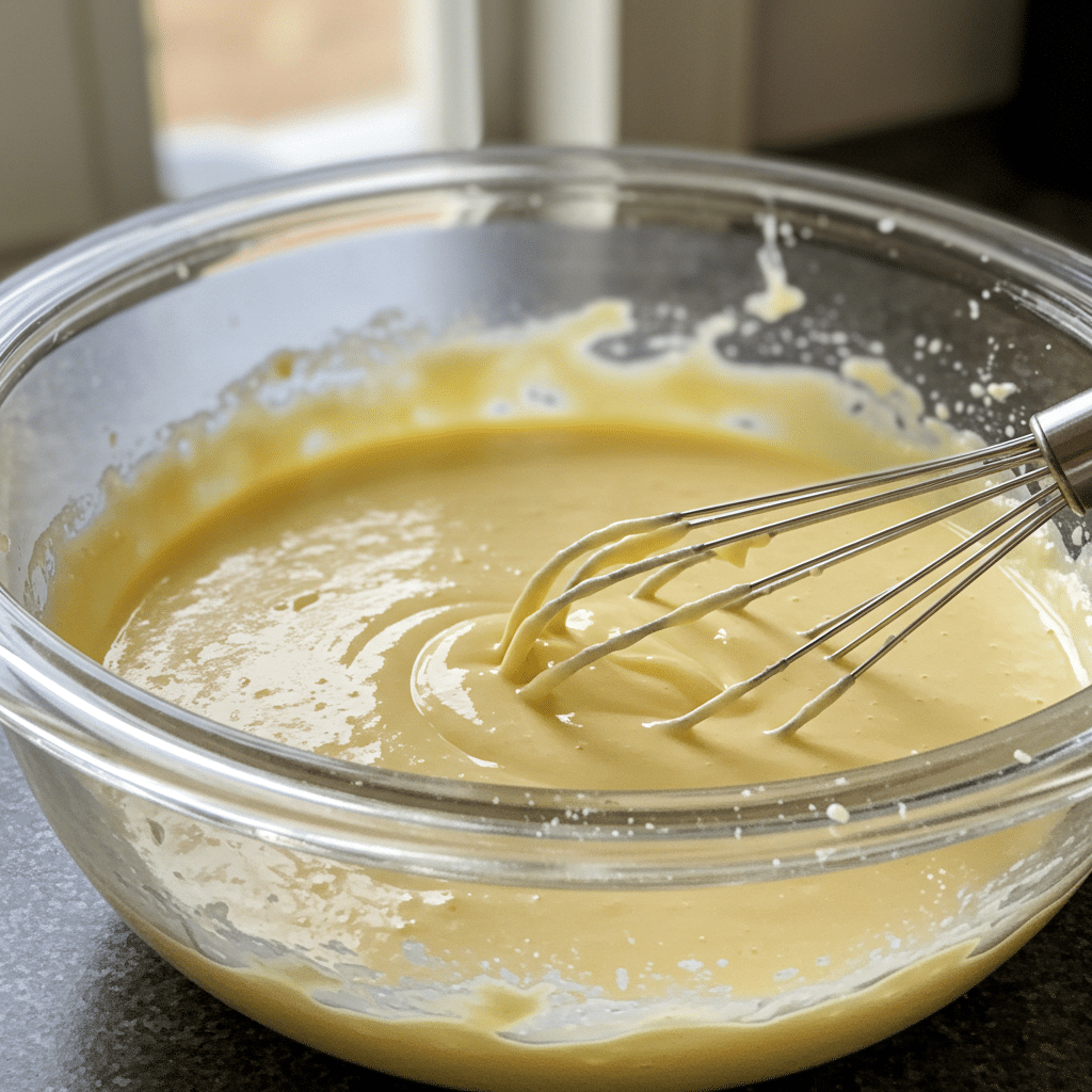 Whisking batter for baby lemon impossible pie recipe with condensed milk