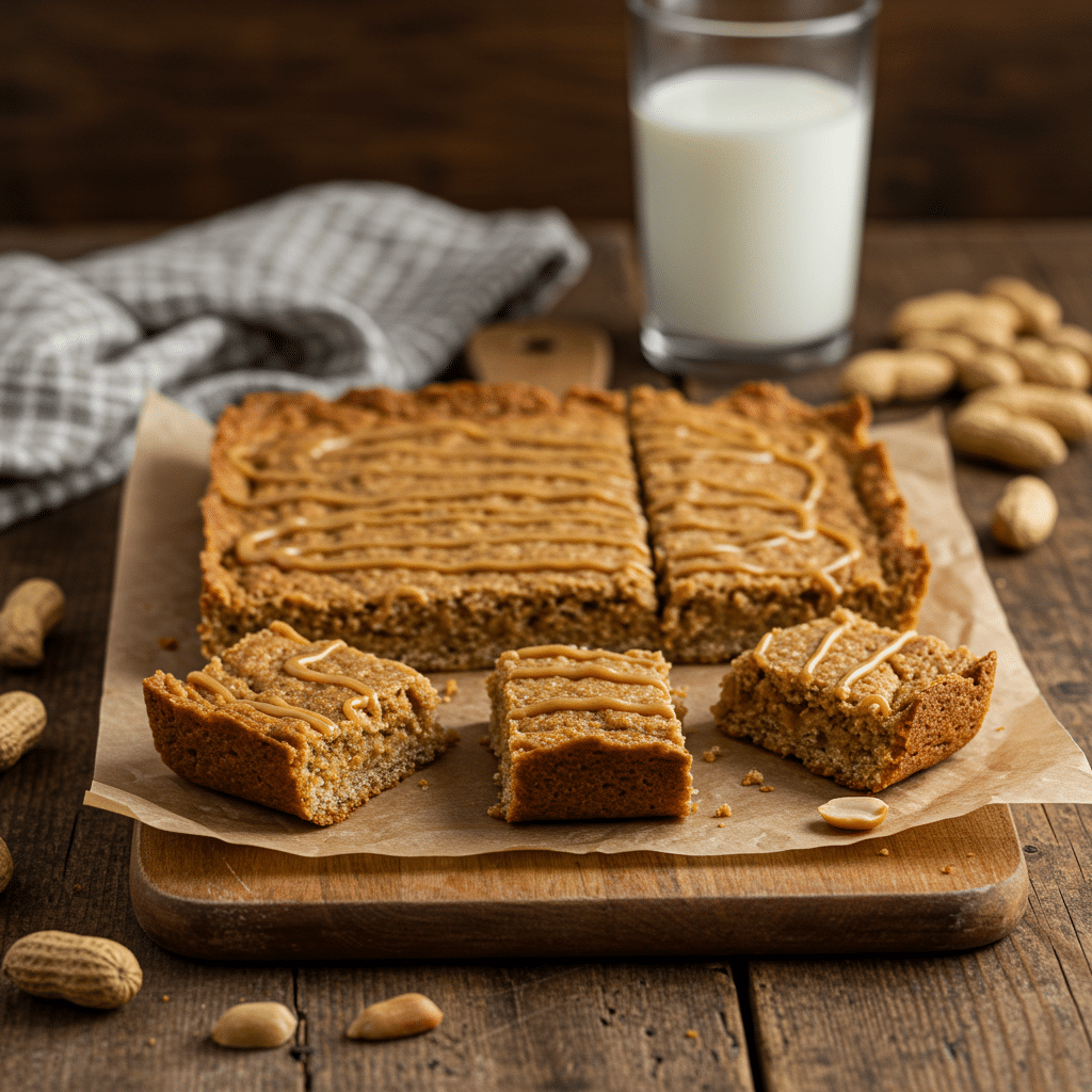 Gluten-Free Peanut Butter Yogurt Bars on a wooden board