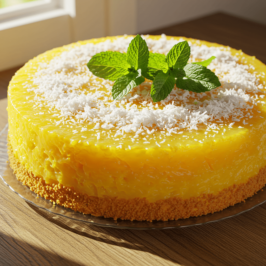 Pineapple juice cake with coconut topping