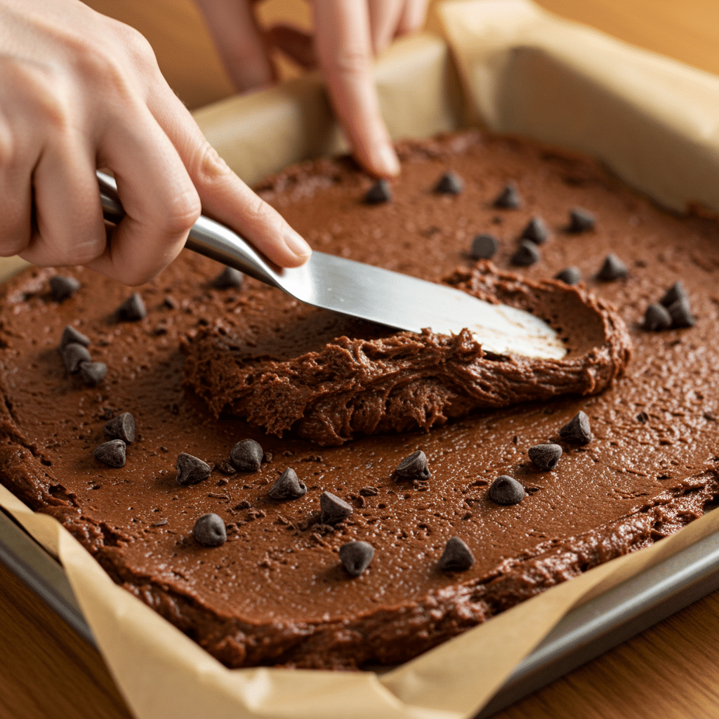 Pressing protein bar mix into pan
